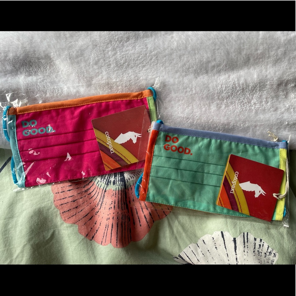 Two Cotopaxi Teca cotton face masks